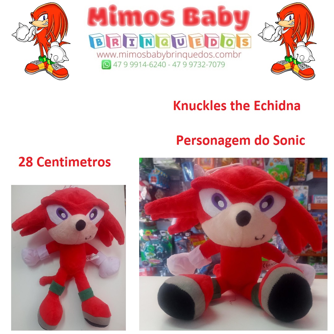Knuckles the Echidna - Personagem do Sonic em Pelúcia - 28 Centímetros